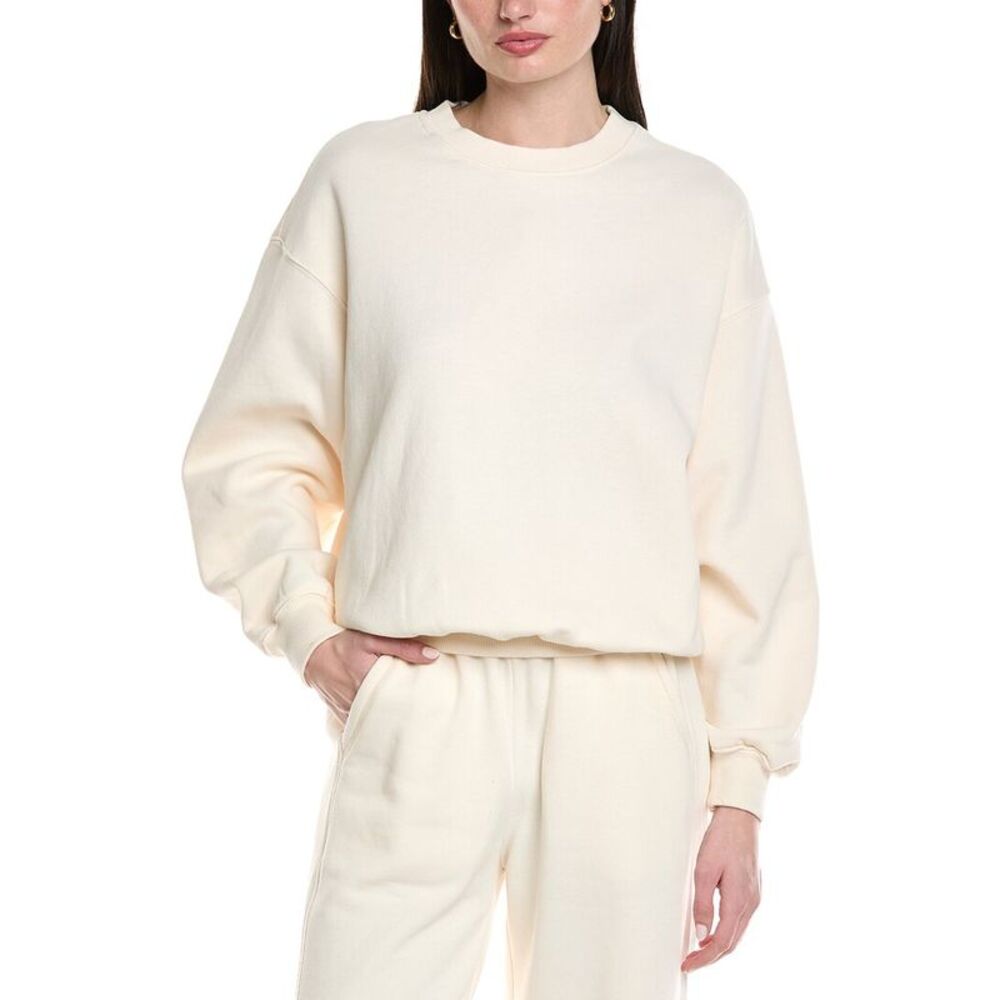 Knit Riot Womens  Core Crew Sweatshirt, White